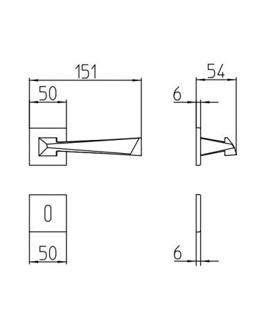 Mandelli Piramid door handle with dimensions