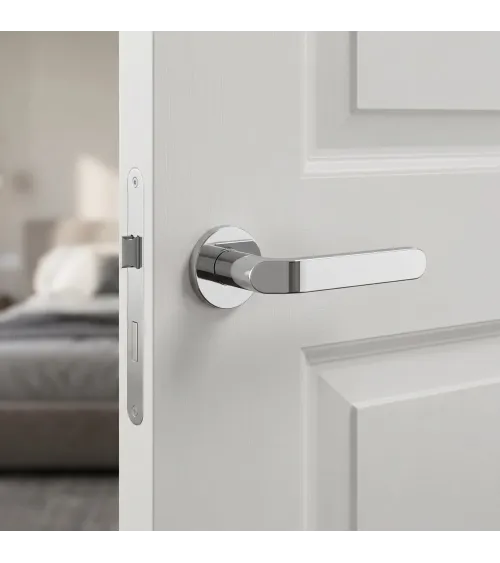 Polished chrome door handle Mandelli Callas designer handle