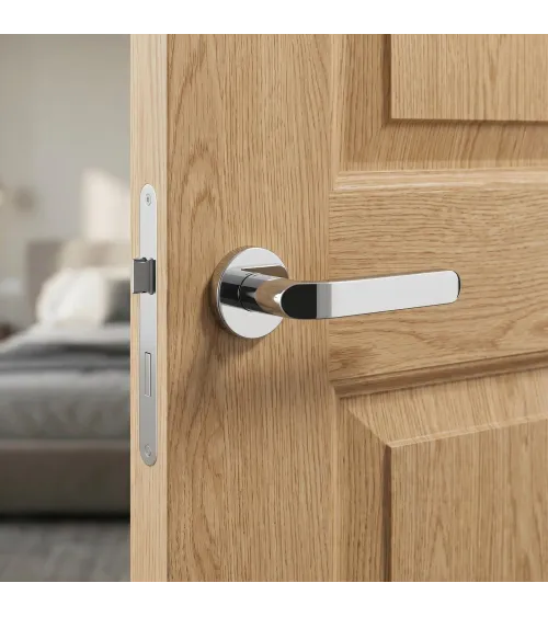 Polished chrome door handle Mandelli Callas designer handle