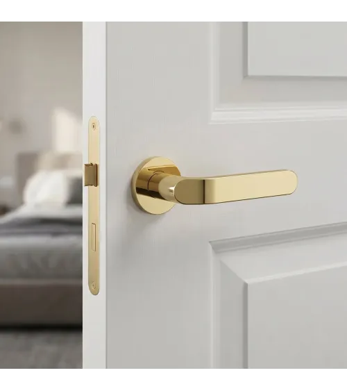 Polished gold door handle Mandelli Callas designer handle