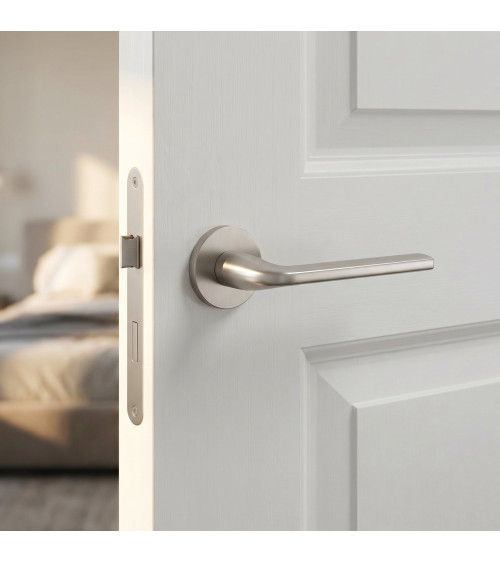 OLEANDRO satin nickel door handle design ironmongery