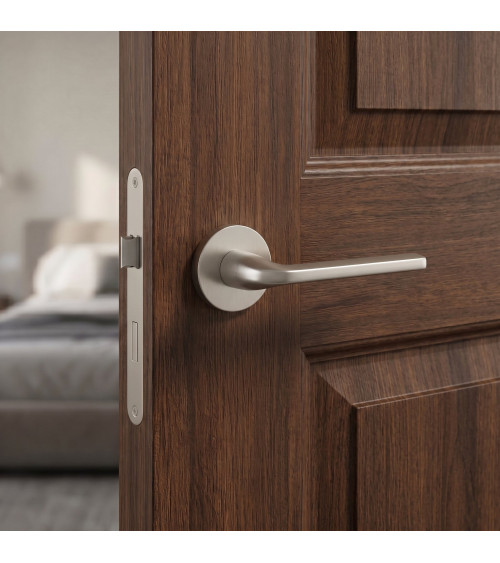OLEANDRO satin nickel door handle design ironmongery