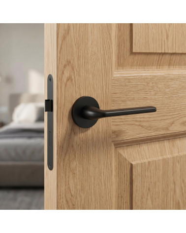 Black Scandi round slim door handles
