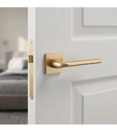 Scandi slim square plate door handle designer ironmongery