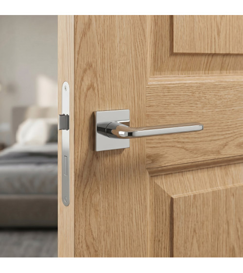 Polished chrome Scandi slim door handle design handle