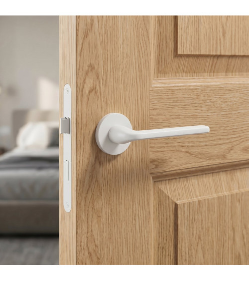 White Scandi slim door handle designer ironmongery