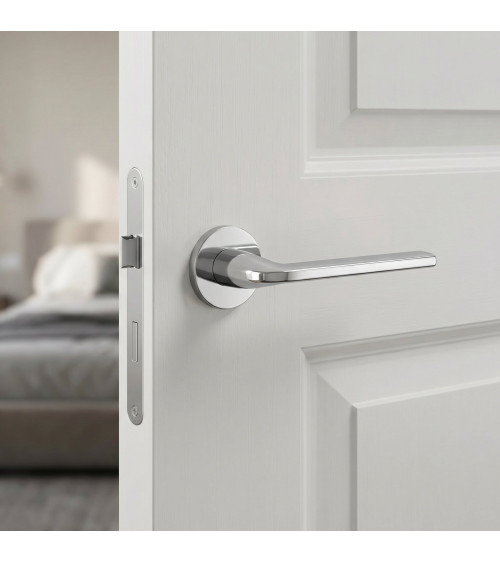 Polished chrome door handle Scandi slim designer hardware