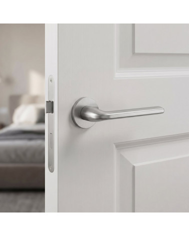 Satin chrome door handles Scandi round slim