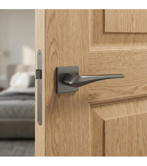 Heavy gunmetal door handle designer hardware