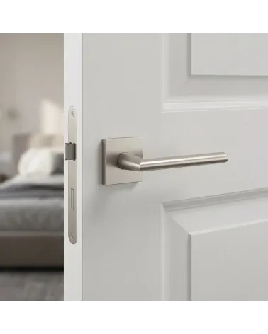 Satin nickel PRIMULA square door handles