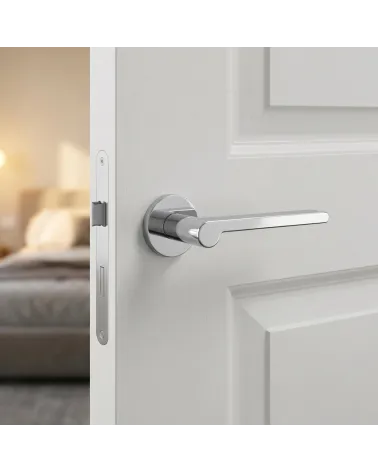 Polished chrome Pandora round door handles