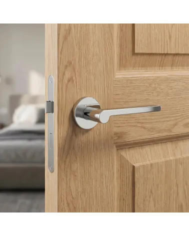 Polished chrome Pandora round door handles