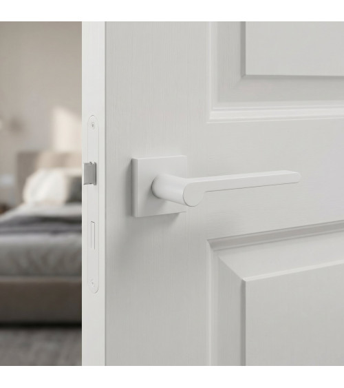 White Pandora door handle design ironmongery