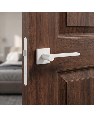 Square white Pandora door handles