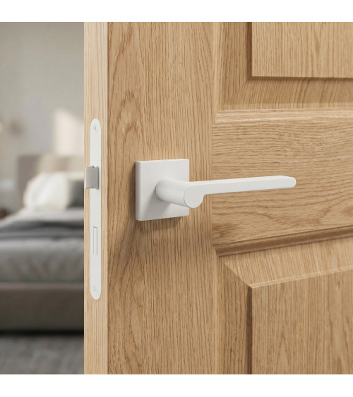 White Pandora door handle design ironmongery
