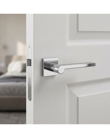 Pandora square polished chrome door handles