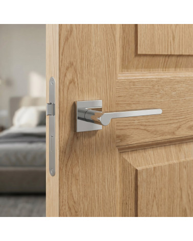 Pandora square polished chrome door handles