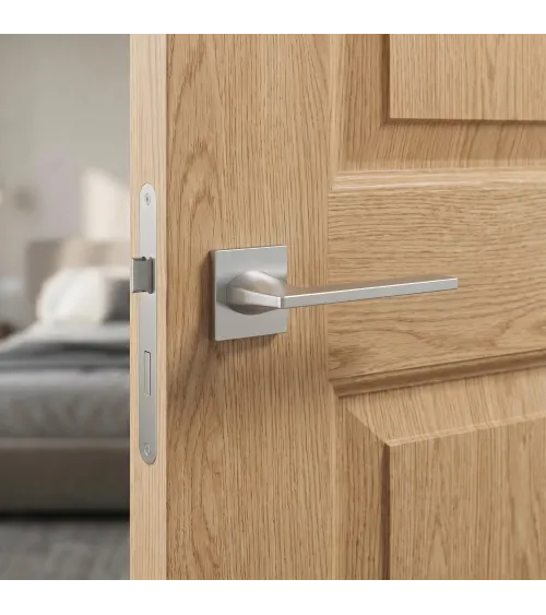 Satin chrome Harmony door handle design handle