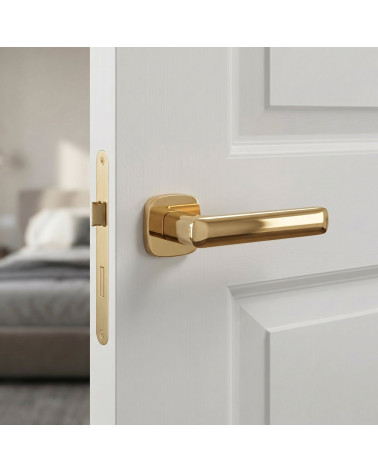 STELLA polished gold square rounded door handles