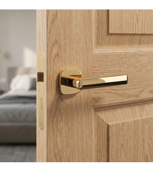 STELLA polished gold door handle design ironmongery