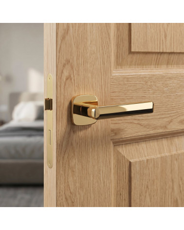 STELLA polished gold square rounded door handles