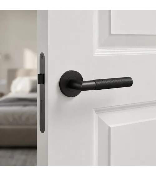 OVAL 1742 matt black door handle designer handle