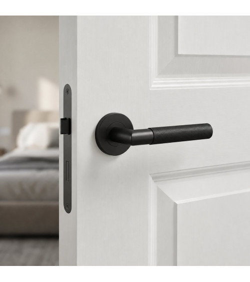 OVAL 1742 matt black door handle designer handle