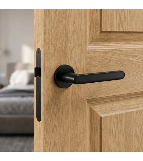 Black Nesh door handle designer ironmongery