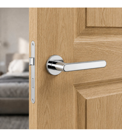 Nesh polished chrome door handle designer ironmongery