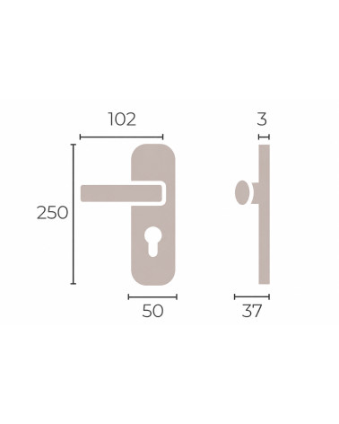 Manillas para puertas in brass Nicole/P89 on long plate - MADE IN FRANCE