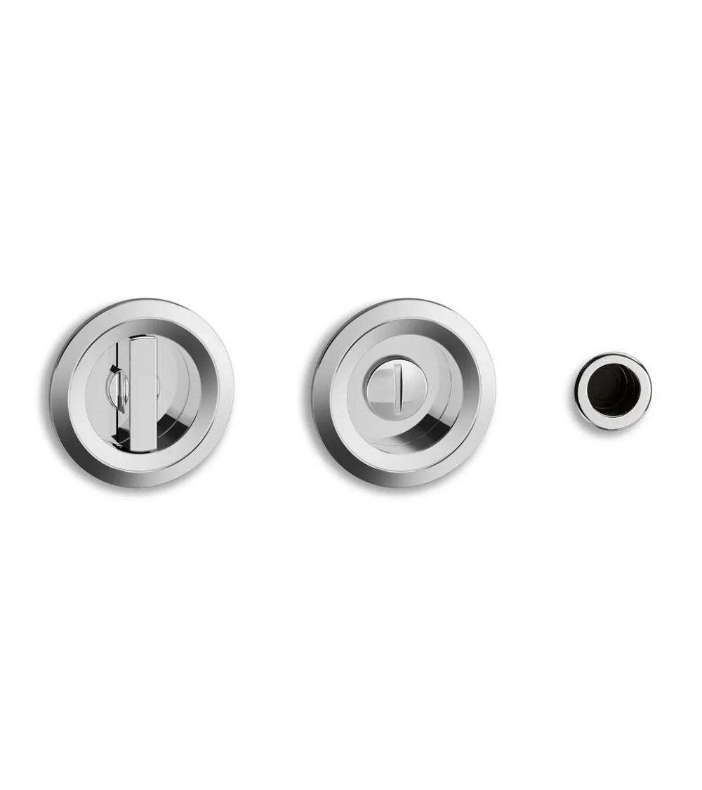 Twin polished chrome sliding door handles