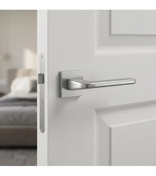Satin chrome DIVO door handle designer ironmongery