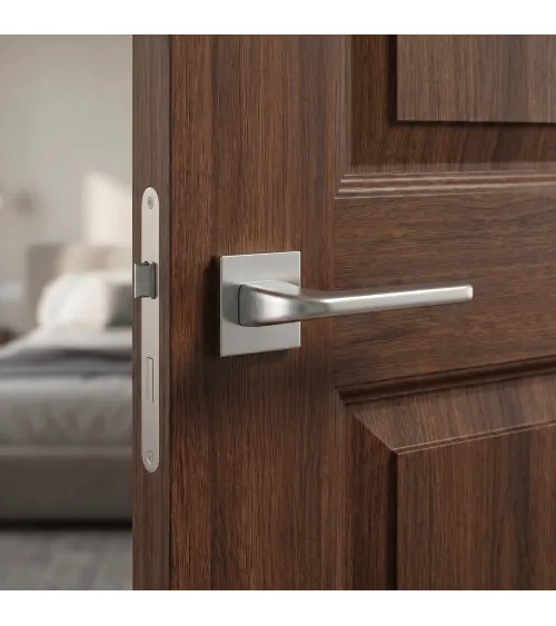 Satin chrome DIVO door handle designer ironmongery