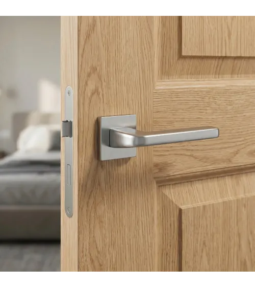 Satin chrome DIVO door handle designer ironmongery