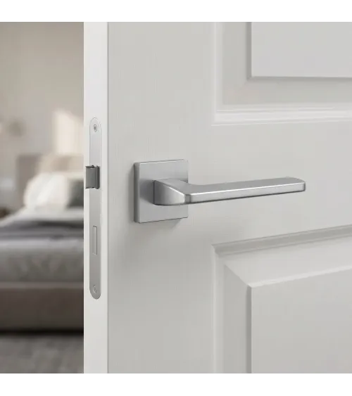 Satin chrome YUKA door handle designer hardware