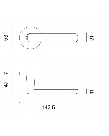 FRAGOLA door handle with dimensions