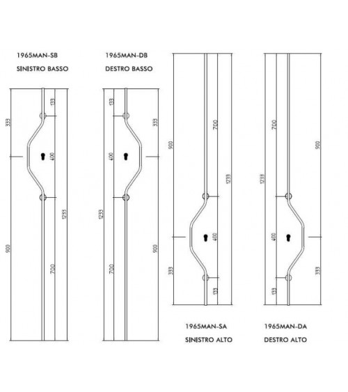 Brass door handle Mandelli CHICANE designer ironmongery