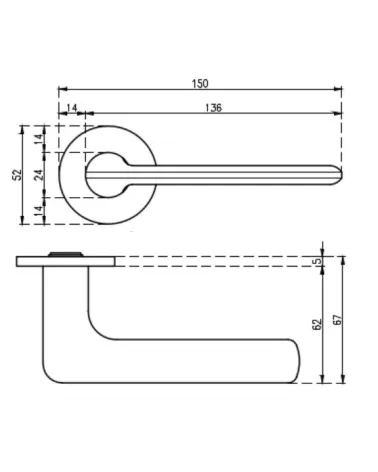 VIOLA door handle with dimensions