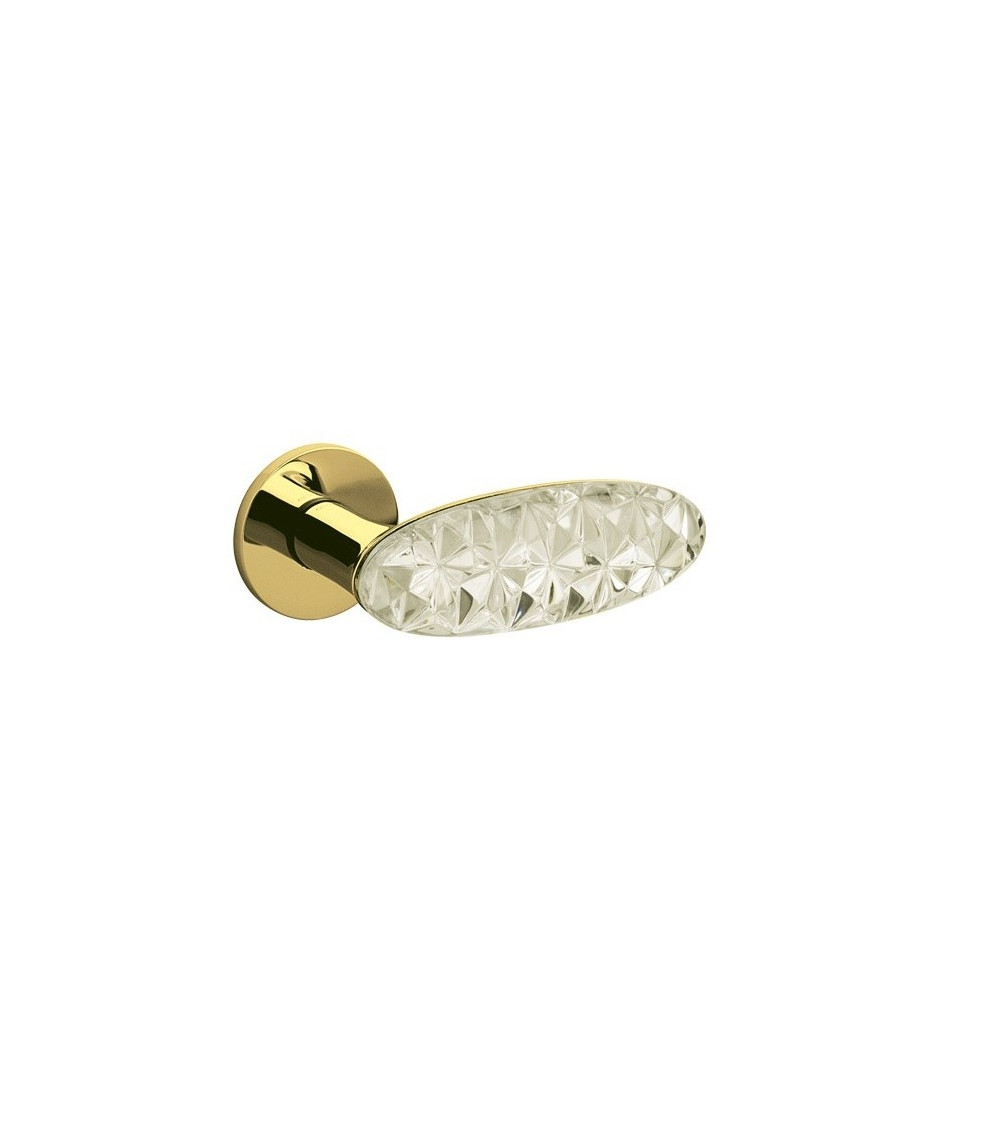 Classic Olivari Royal Crystal brass door handle on round plate - designer handle