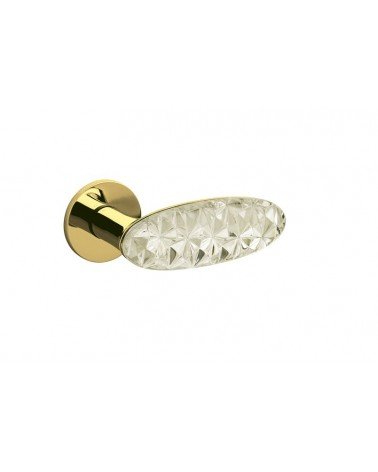 Classic Olivari Royal Crystal brass door handle on round plate - designer handle