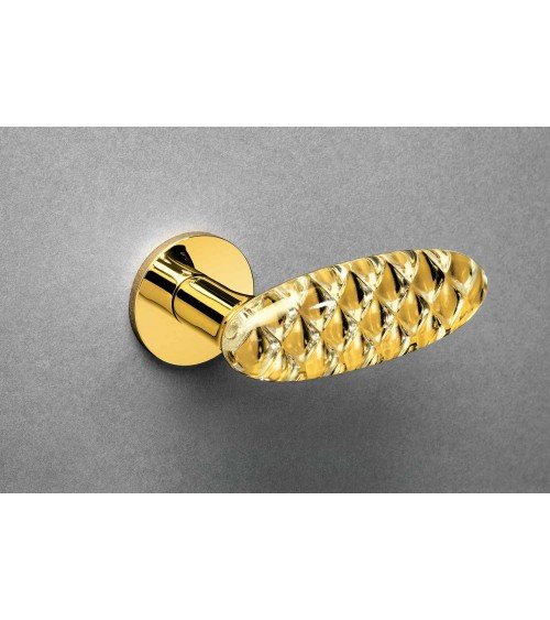 Classic Olivari Royal Crystal brass door handle on round plate - designer handle