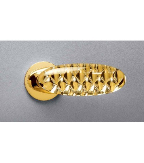 Classic Olivari Royal Crystal brass door handle on round plate - designer handle