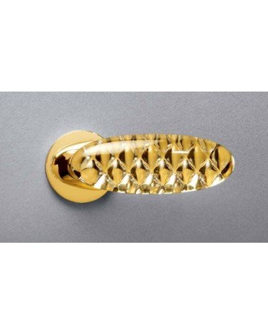 Classic Olivari Royal Crystal brass door handle on round plate - designer handle