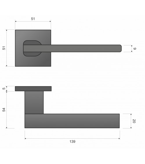 Modern Black NICOLA square door handle in zamak - design handle