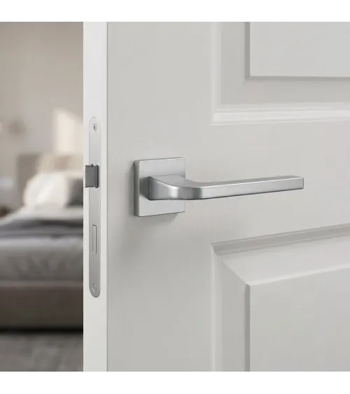 Satin chrome ISMENA door handle designer handle