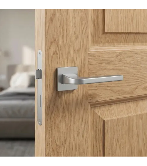 Satin chrome ISMENA door handle designer handle