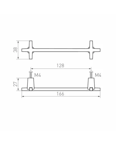 Sober and timeless bronze furniture handle PMCRO - designer handle