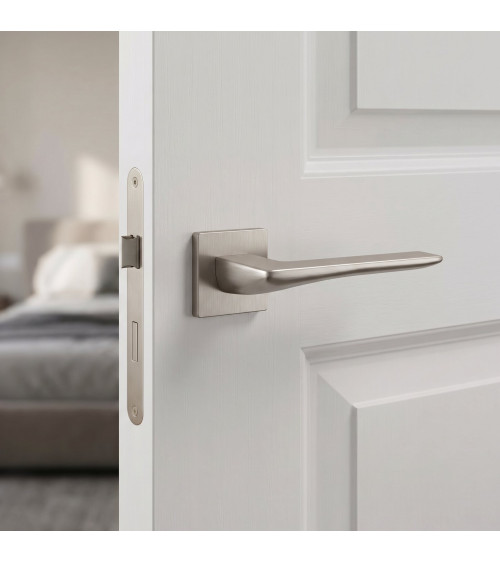 Brushed nickel IRIS door handle designer handle