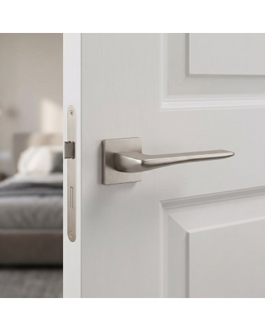 Brushed Nickel Door Handle with a soft tone - IRIS Model