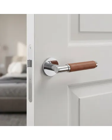High-end light leather door handle TUPAI 4200/200 round - MillaHandles